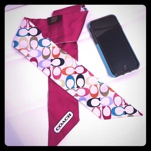Signature Colorful Coach Silk Bag Scarf